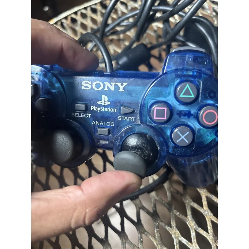 Sony PlayStation 2 PS2 Ocean Blue Clear Controller DualShock OEM SCPH-10010